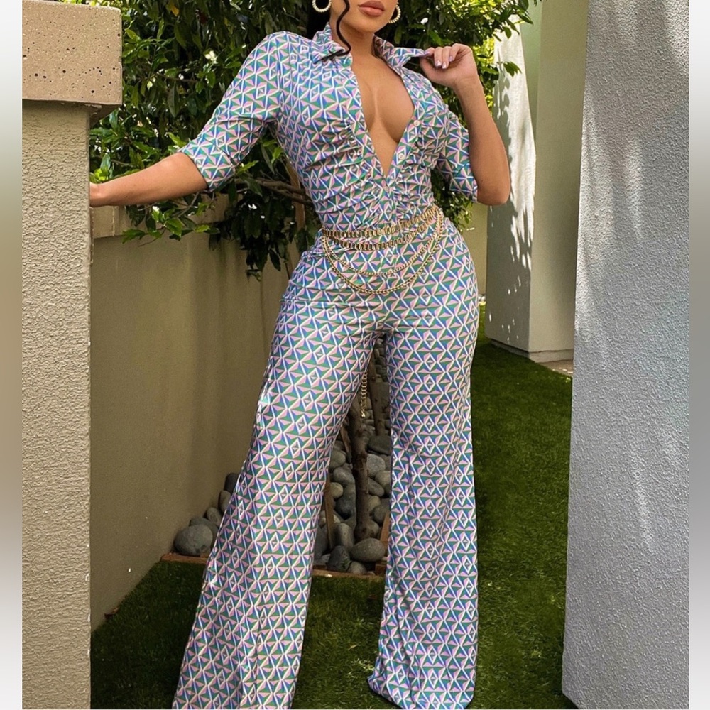Multi color print jumpsuit